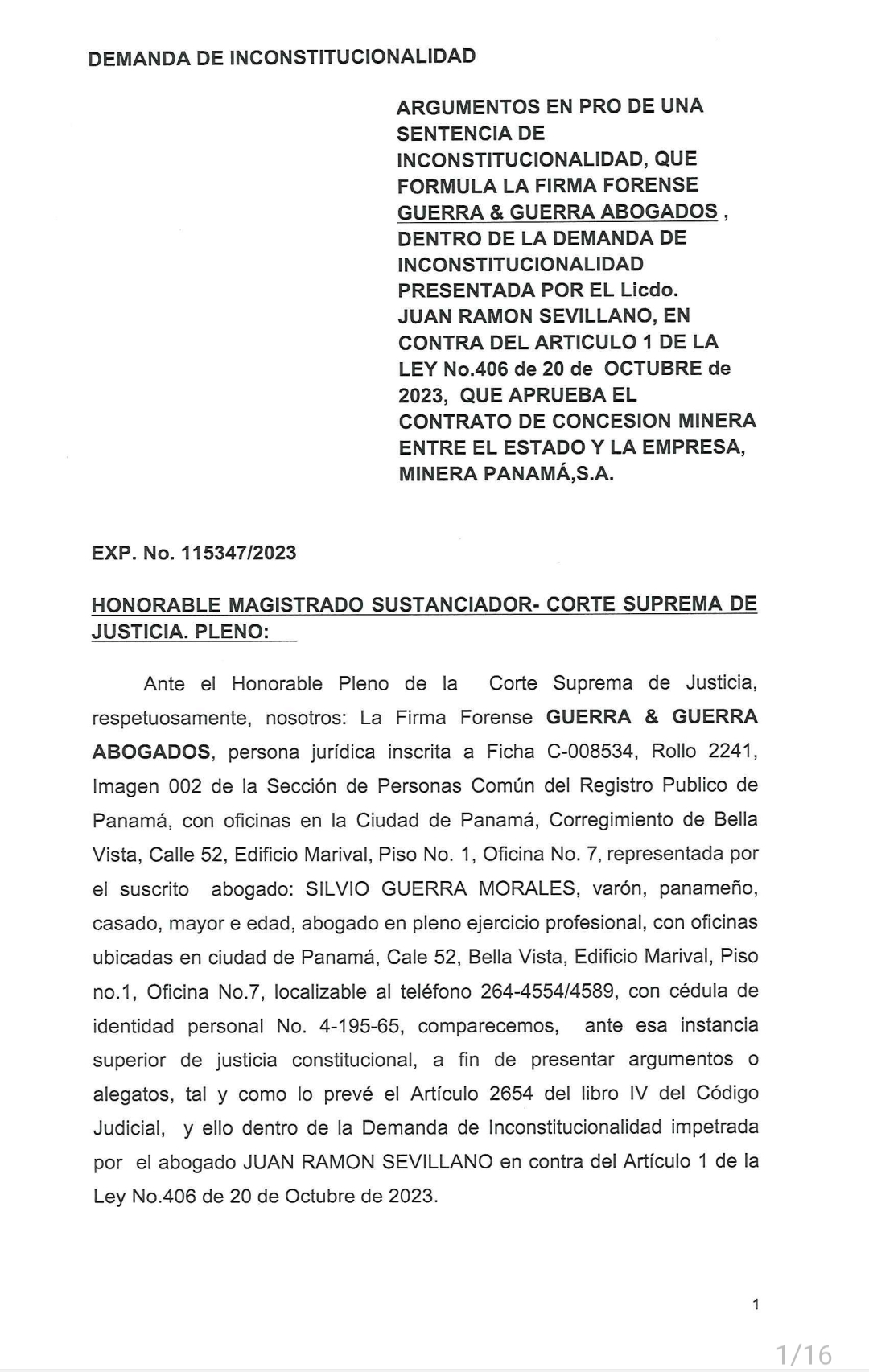 Presentación de alegatos